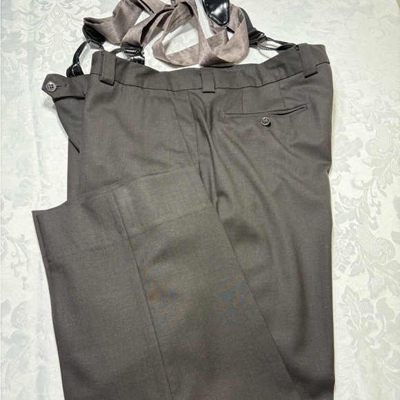 JHANE BARNES Super 100’s Wool Flat Front W Suspenders Black Size 40 Dark Pewter - Picture 1 of 5